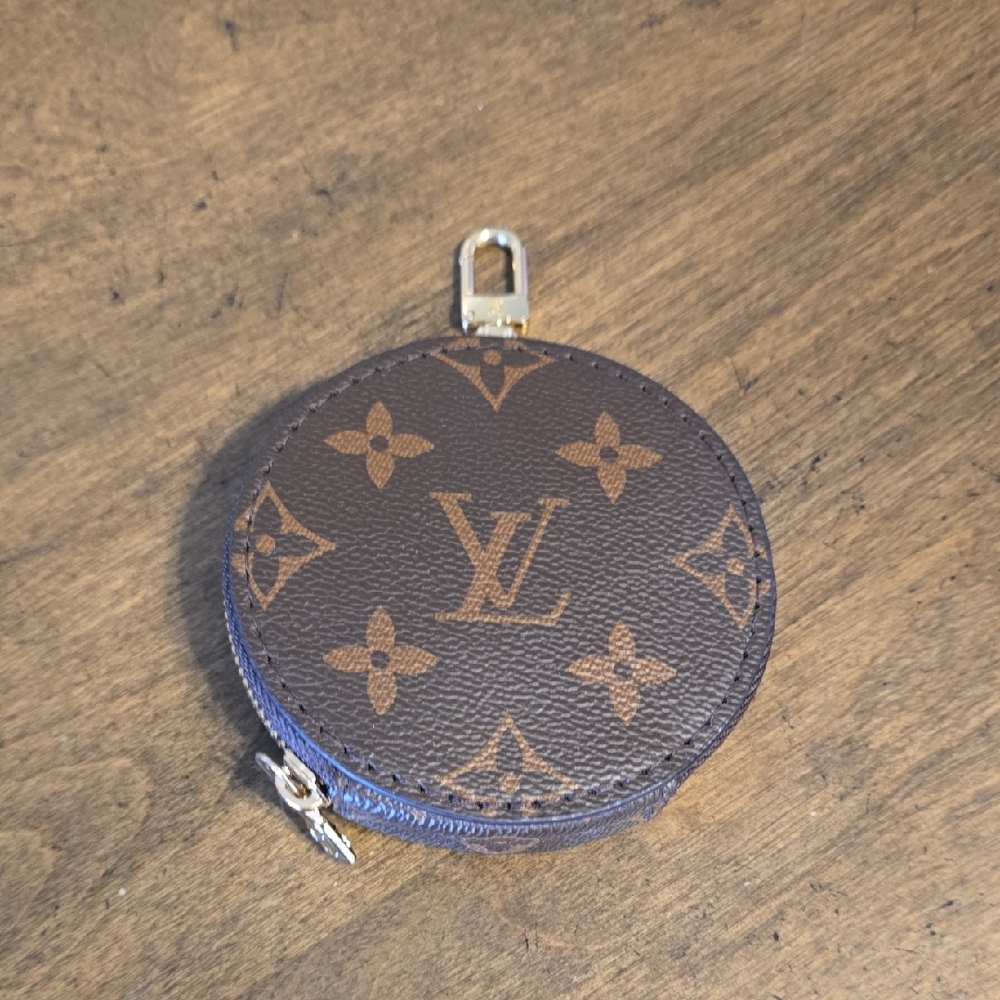 Louis Vuitton Brown and Tan Monogram Round Pouch